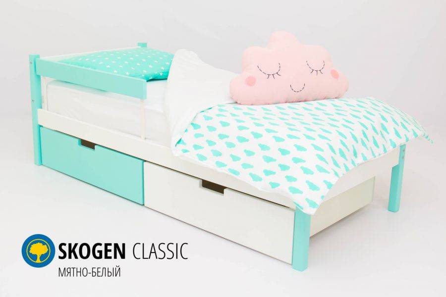 детская кровать skogen classic мятно-белый в Королёве