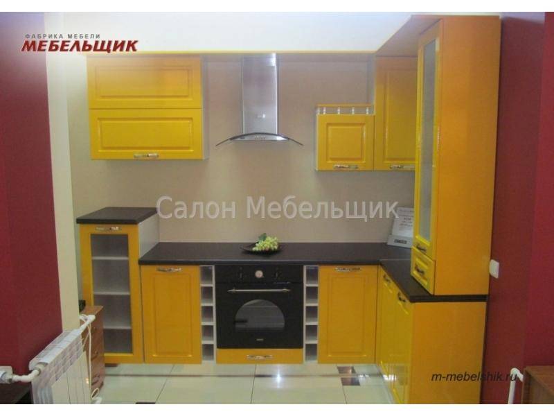 желтая угловая кухня из мдф в Королёве