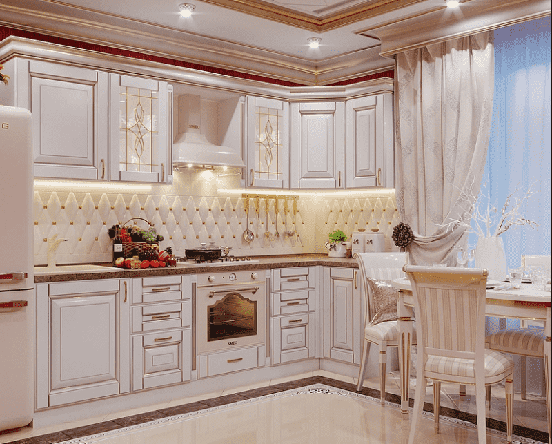 угловая кухня в классическом стиле в Королёве