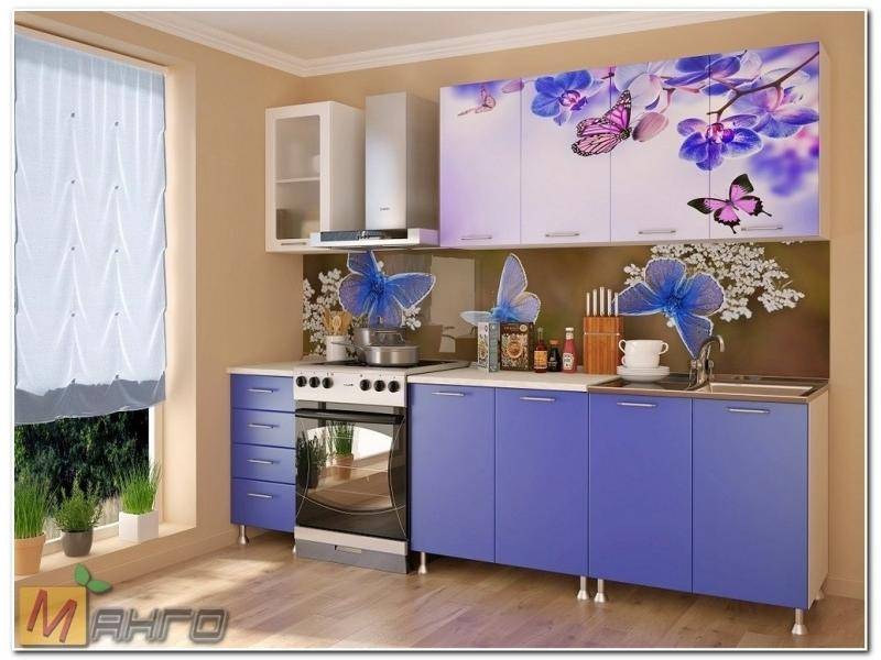 прямая кухня бабочки с фотопечатью в Королёве