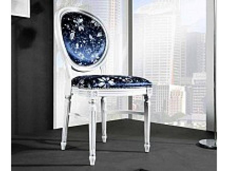стул p66 белый с патиной и серебряными деталями / ткань uph gene 3057 light blue в Королёве