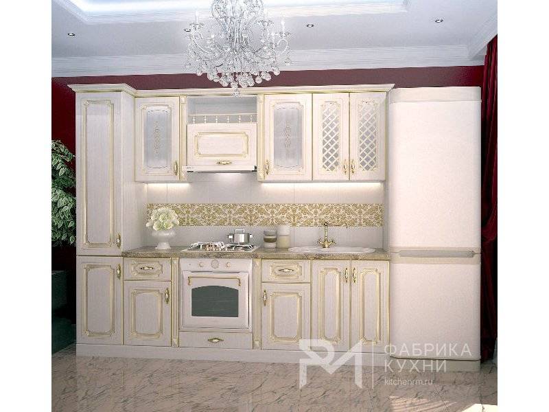 кухня белая пвх патина золото в Королёве