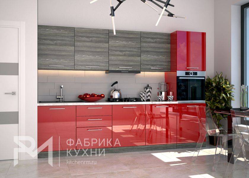 прямая кухня акрил рубин в Королёве