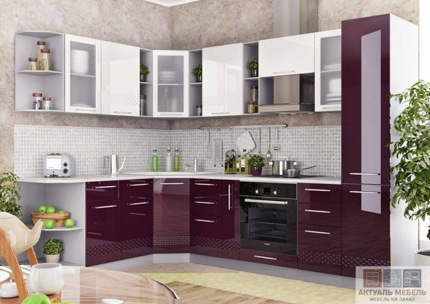 угловая глянцевая кухня в Королёве