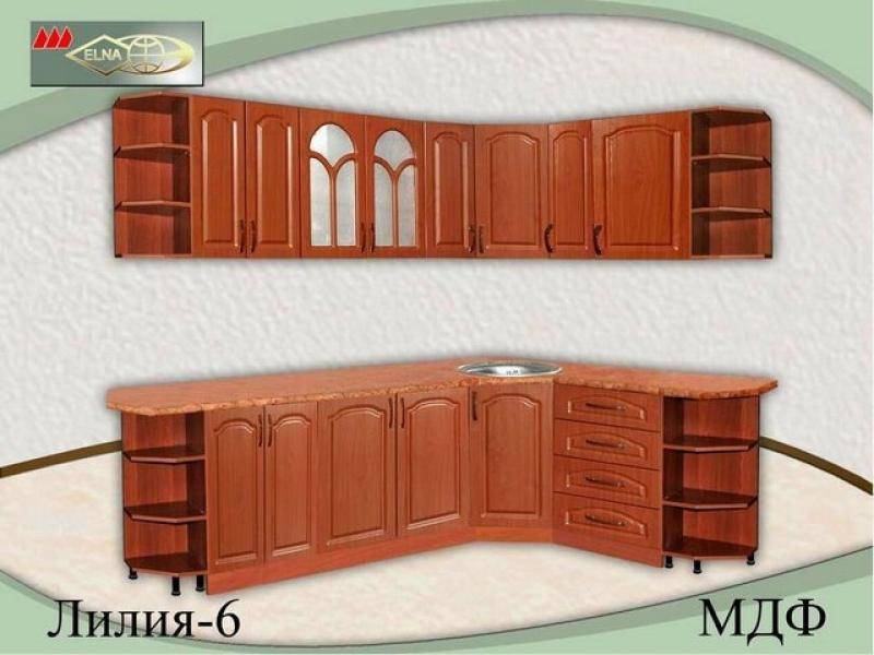 кухня угловая лилия 6 (мдф) в Королёве