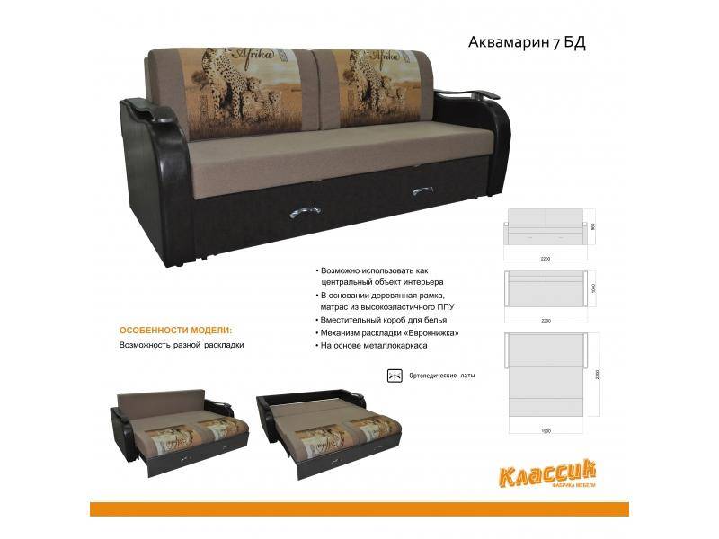 диван еврокнижка аквамарин 7бд в Королёве
