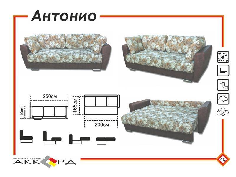 прямой диван с цветами антонио в Королёве