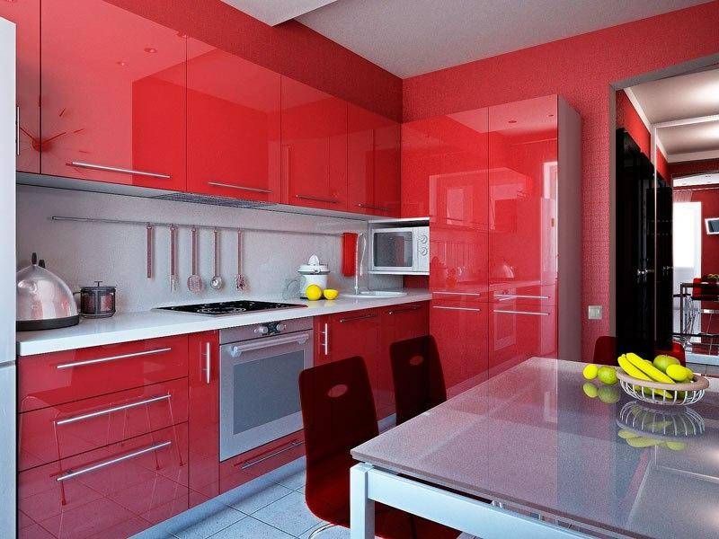 красная угловая кухня в Королёве