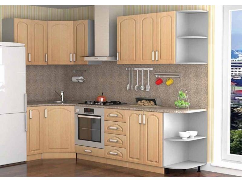 светлая кухня в бежевом цвете в Королёве