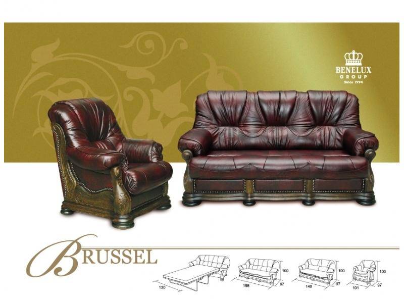 коричневый диван из кожи brussel в Королёве