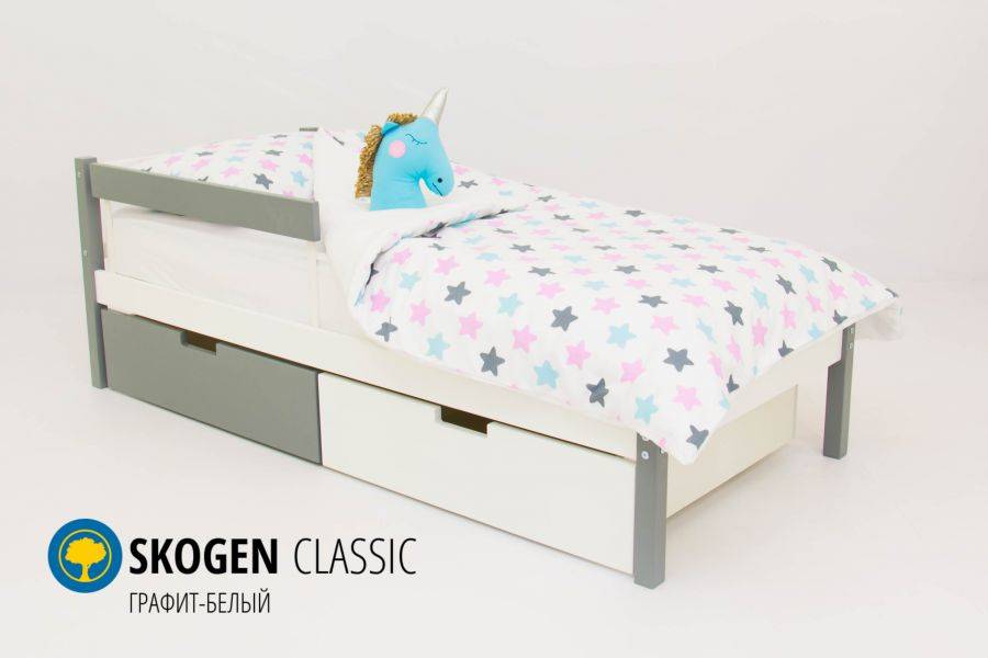 детская кровать skogen classic графит-белый в Королёве