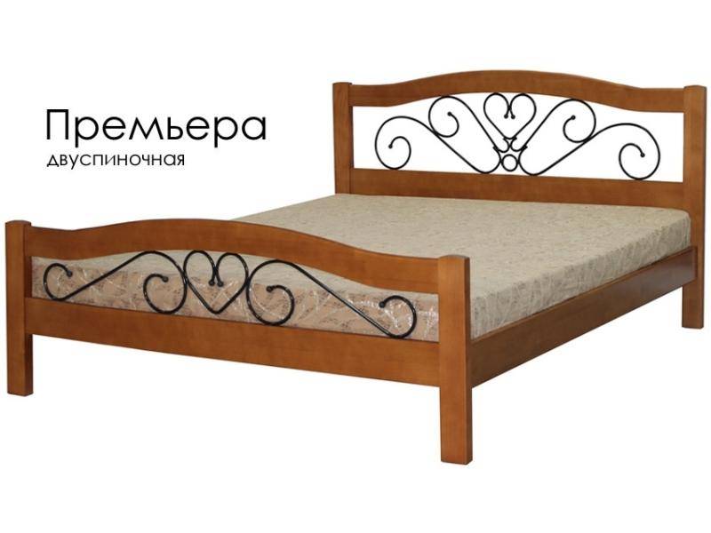 кровать премьера из массива сосны с элементами ковки в Королёве