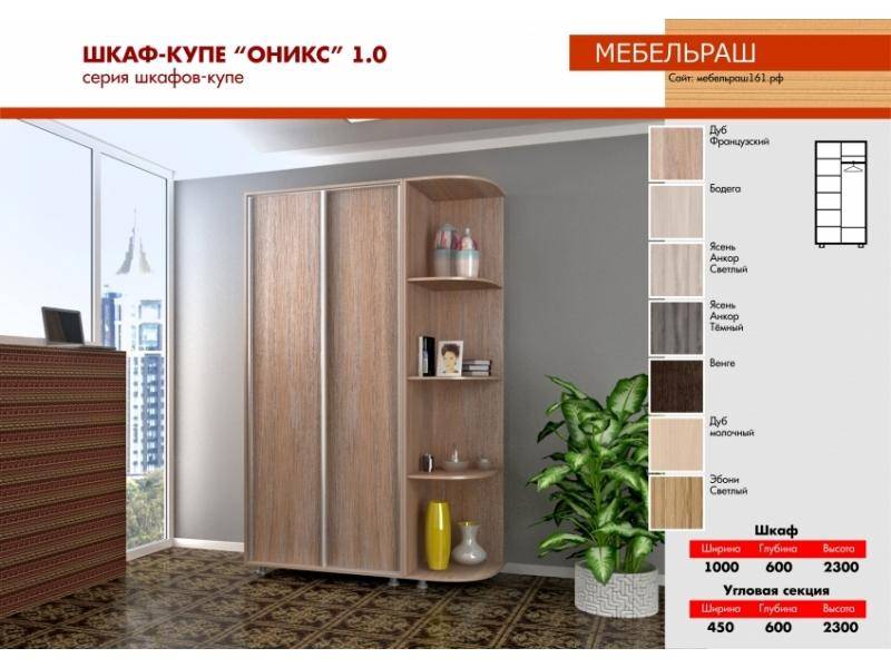 шкаф-купе раздвижной оникс 1.0 в Королёве