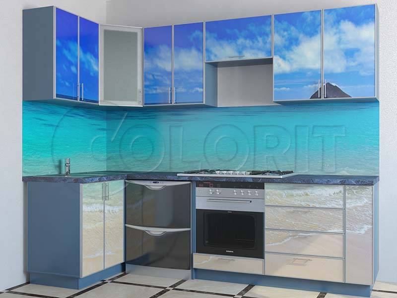 угловая голубая кухня в Королёве