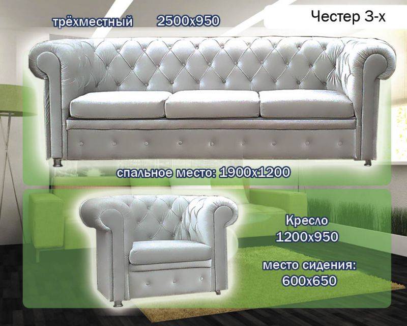 трехместный диван честер в Королёве
