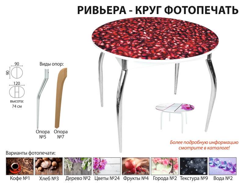 стол обеденный ривьера круг фотопечать в Королёве