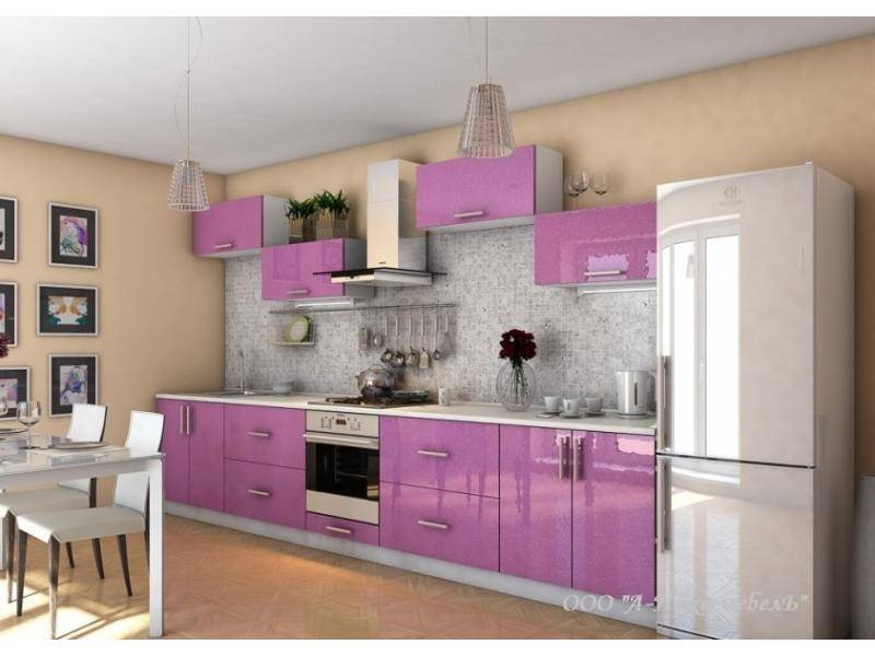 современная глянцевая кухня сирень 3.0 в Королёве