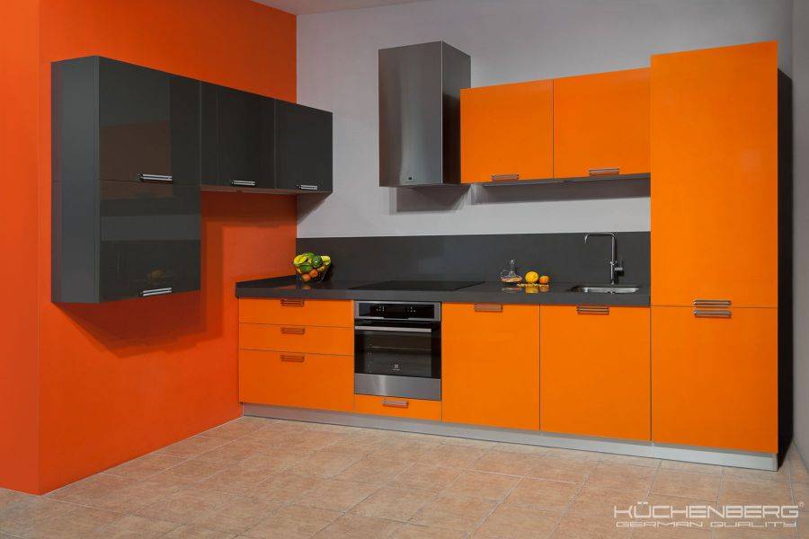 яркая оранжевая кухня grazia в Королёве