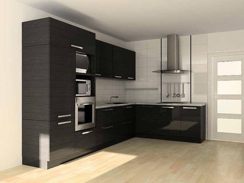 черная угловая кухня в стиле минимализм в Королёве