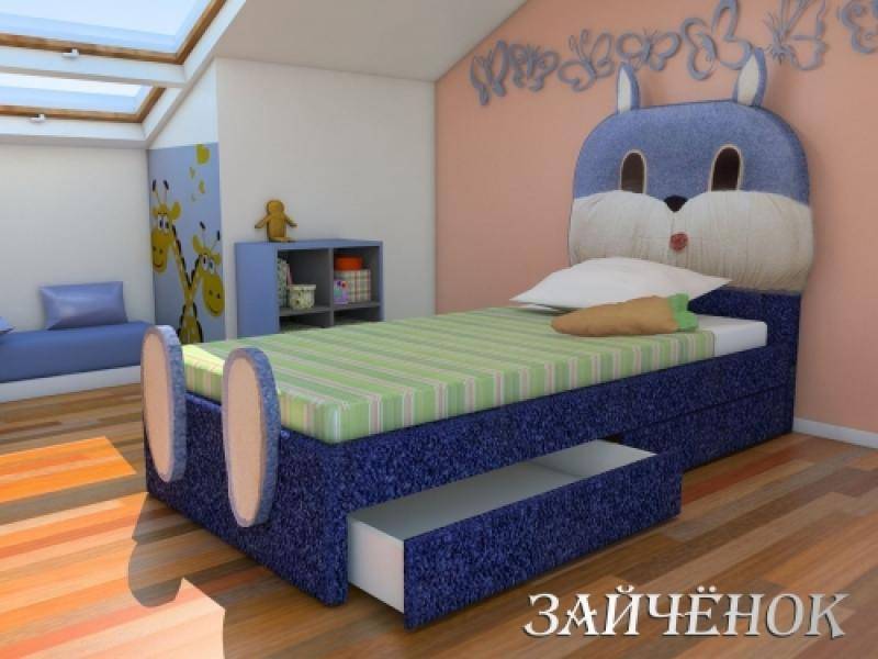 кровать зайка с мягким изголовьем кожа в Королёве