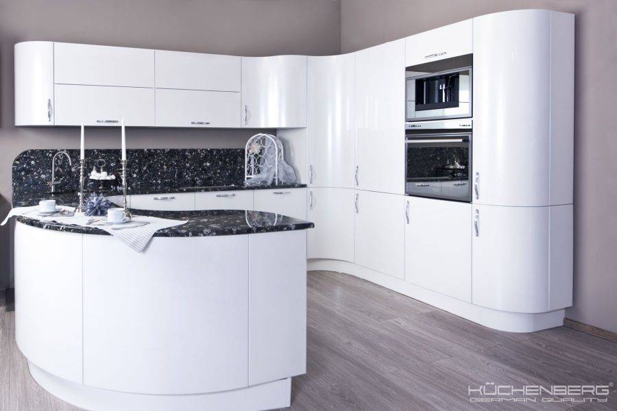 радиусная угловая кухня loft kristall в Королёве