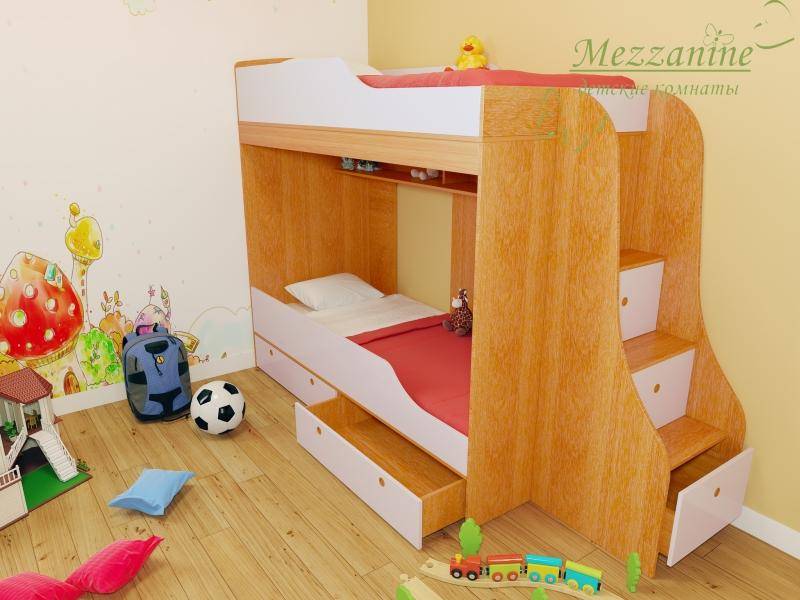 кровать детская твинс с лестницей индиго в Королёве