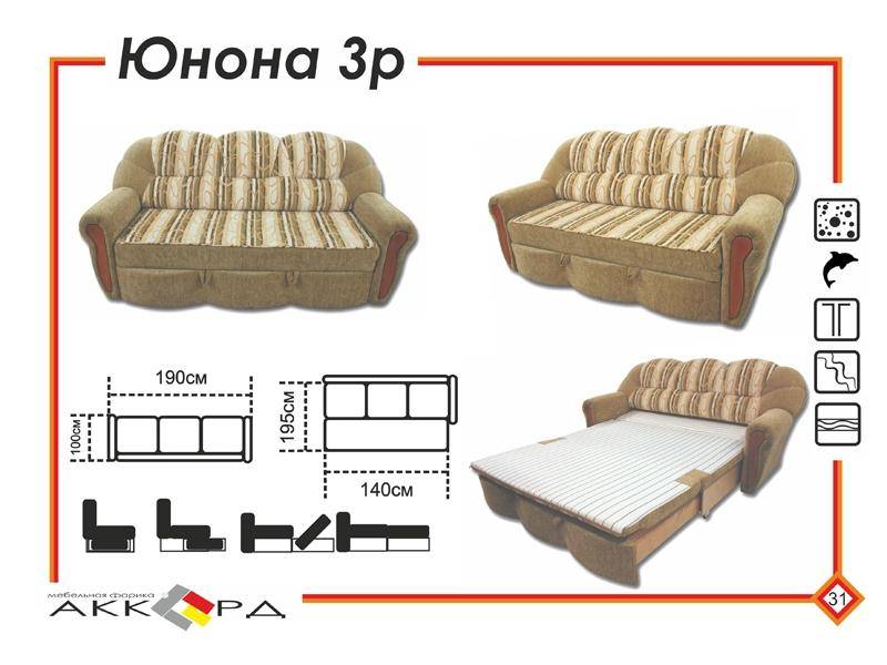 двухместный диван юнона 3р в Королёве