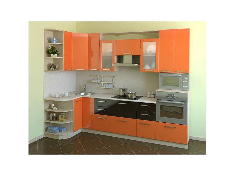 оранжевая угловая кухня малика в Королёве