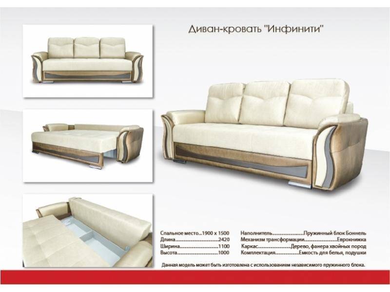 мягкий прямой диван инфинити в Королёве