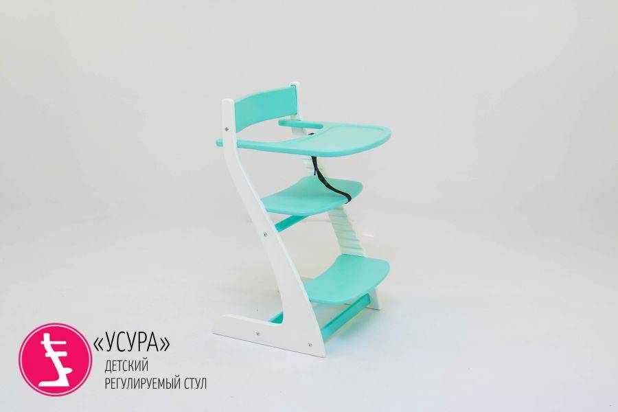 детский растущий регулируемый стул усура белый-мятный в Королёве