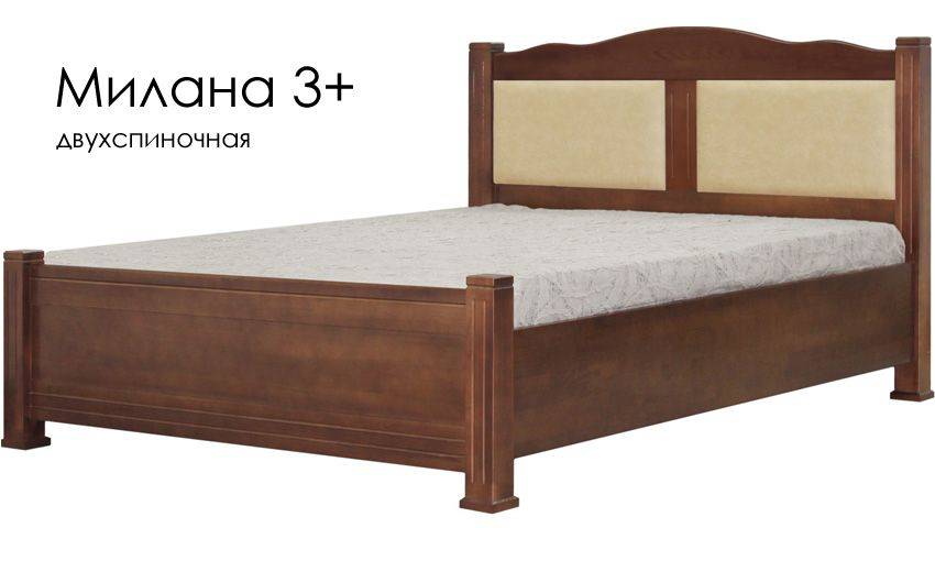 кровать милана 3+ из массива сосны со вставками из экокожи в Королёве