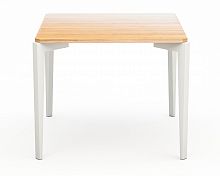 стол обеденный со светло-коричневой столешницей и белыми ножками quatro compact в Королёве