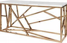 консоль geometric 180x50x90 золото, белая столешница в Королёве