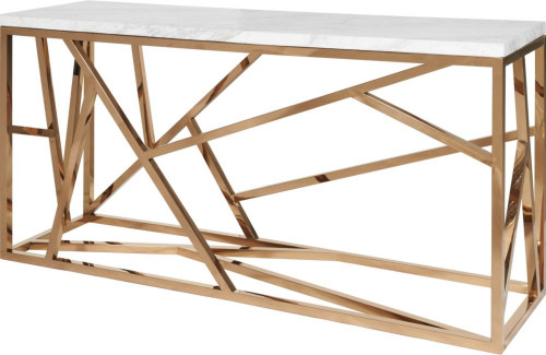 консоль geometric 180x50x90 золото, белая столешница в Королёве