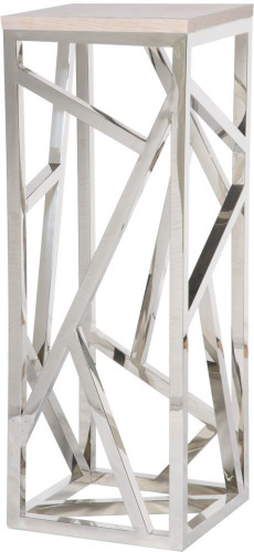 консоль geometric высокая 40x40x110 хром, белая столешница в Королёве