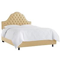 кровать двуспальная 180х200 желтая с каретной стяжкой alina tufted wheat в Королёве