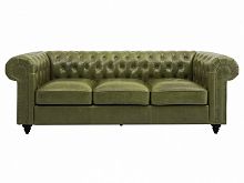 диван chester classic трехместный прямой оливковый, черные ножки в Королёве