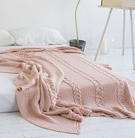 комплект плед с косами (180*220) и 2 наволочки (50*50) св. персик в Королёве