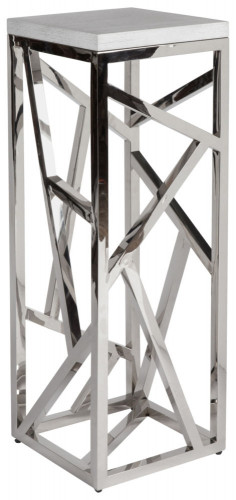 консоль geometric высокая 40x40x110 металл, белая столешница в Королёве