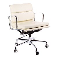 кресло eames style с регулируемой высотой кремовая кожа в Королёве