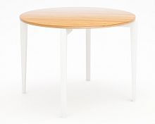 стол обеденный с коричневой столешницей и белыми ножками circus compact в Королёве