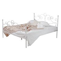 кованая двуспальная кровать 180х200 с двумя спинками белая флоренция в Королёве