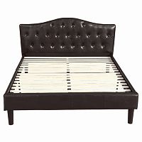 кровать двуспальная 160х200 темно-коричневая с каретной стяжкой kody в Королёве