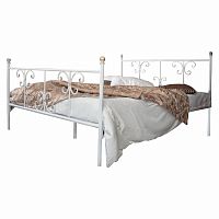 кованая двуспальная кровать 160х200 с двумя спинками белая симона в Королёве
