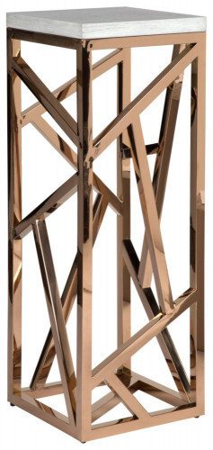 консоль geometric высокая 40x40x110 золото, белая столешница в Королёве