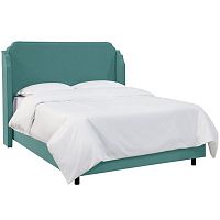 кровать двуспальная с мягкой спинкой 160х200 зеленая aurora wingback teal в Королёве