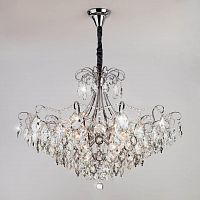 подвесная люстра eurosvet crystal 10080/12 хром/прозрачный хрусталь strotskis в Королёве