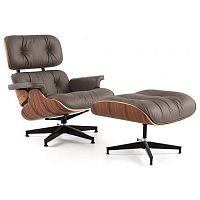 кресло eames style lounge chair кожа коричневое в Королёве