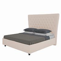кровать двуспальная 160х200 светло-бежевая из велюра quicksand в Королёве