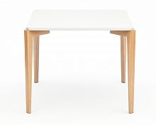 стол обеденный с белой столешницей и коричневыми ножками quatro compact в Королёве